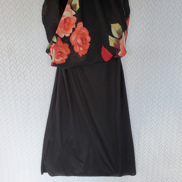 SOLD Necessary Objects Black Red Floral Dress Sz M - Picture 8 of 10